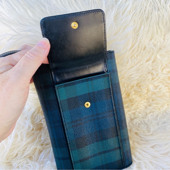 RALPH LAUREN blackwatch plaid leather wallet clutch crossbody bag vintage - Picture 14 of 14